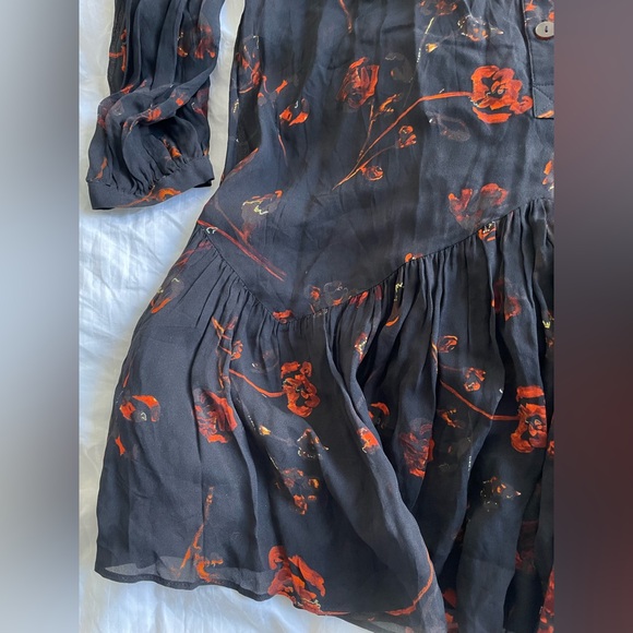 Sheer black with red flowers, size 10, The Kooples dress - Picture 6 of 9